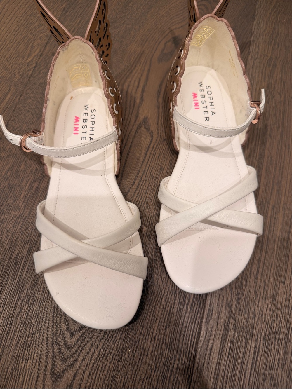 Sophia Webster White Girls' Wingback Crisscross Sandals